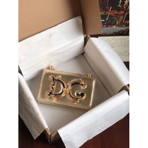 Dolce Gabbana Oryginalna skórzana torba na ramię 4006 złota