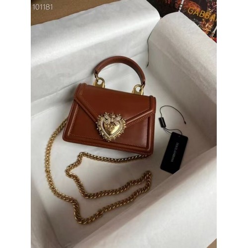 Dolce Gabbana Oryginalna skórzana torba na ramię 4011 brązowa