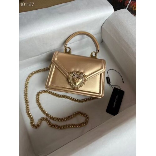 Dolce Gabbana Oryginalna skórzana torba na ramię 4011 złota
