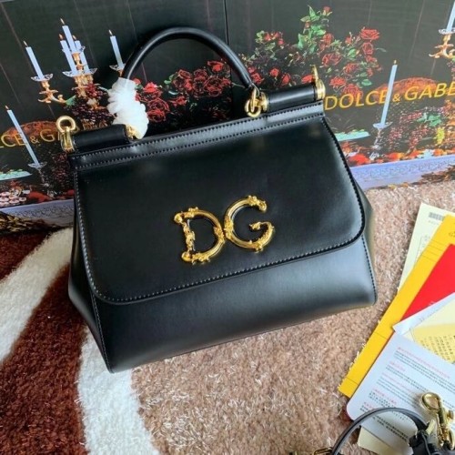 Dolce Gabbana Oryginalna skórzana torba na ramię 5157 czarna