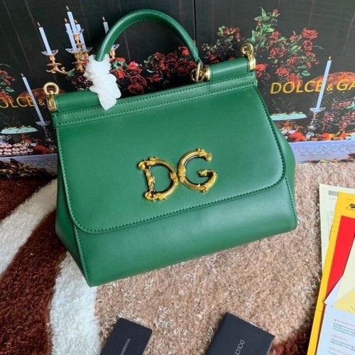 Dolce Gabbana Oryginalna skórzana torba na ramię 5157 zielona