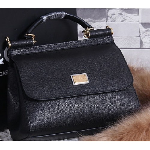 Dolce Gabbana SICILY Torba typu tote ze skóry cielęcej BB4136 Czarna