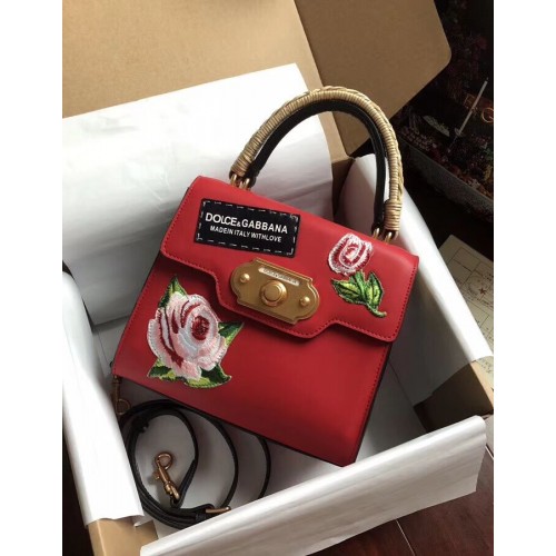 Dolce Gabbana SICILY Chrysanthemum Calfskin Tote Bags 5588-2 red
