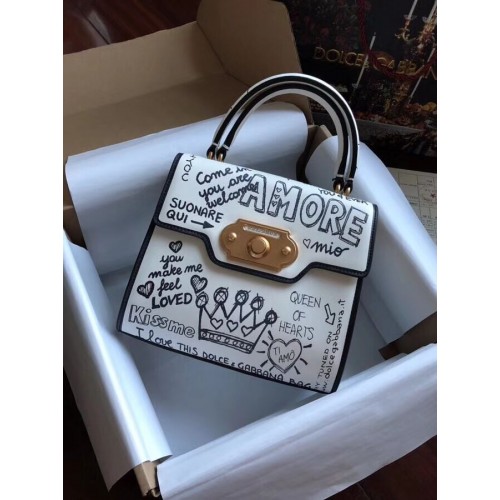 Dolce Gabbana SICILY Chrysanthemum Calfskin Tote Bags 5588 white