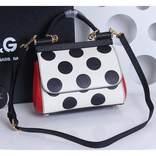 Dolce Gabbana Small SICILY Chrysanthemum Calfskin Bags DG29877 Black&White