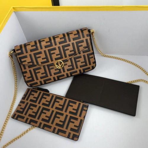Torebka skórzana FENDI CHAIN FF Original 8841 Brown