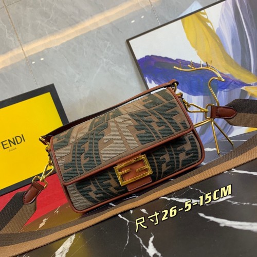 FENDI BAGUETTE Torba płócienna F000159 Brązowa