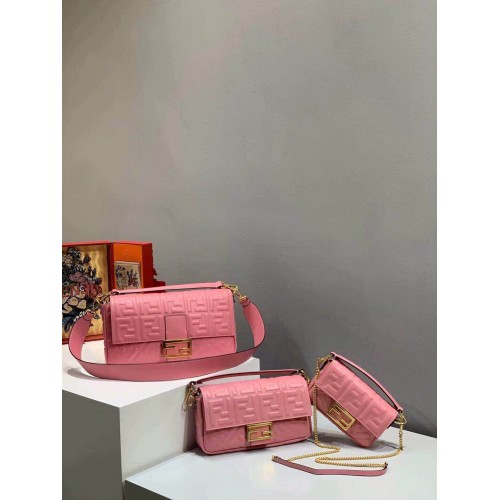 Duża torebka na ramię FENDI BAGUETTE 8BR771A Różowa