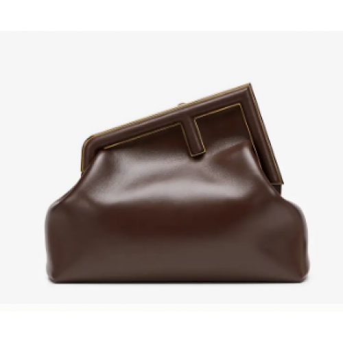Torebka skórzana FENDI FIRST MEDIUM 8BP127AB Ciemnobrązowa
