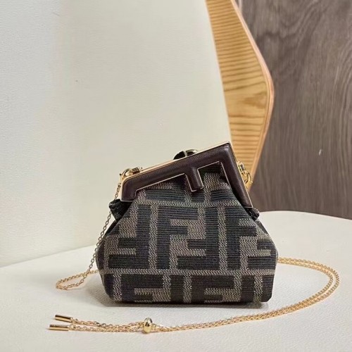 FENDI FIRST mini torebka materiałowa 5FB2321 brązowa