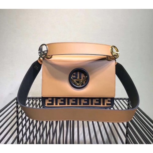 FENDI Kan I Leather Shoulder Bag 8BT284 Apricot&brown
