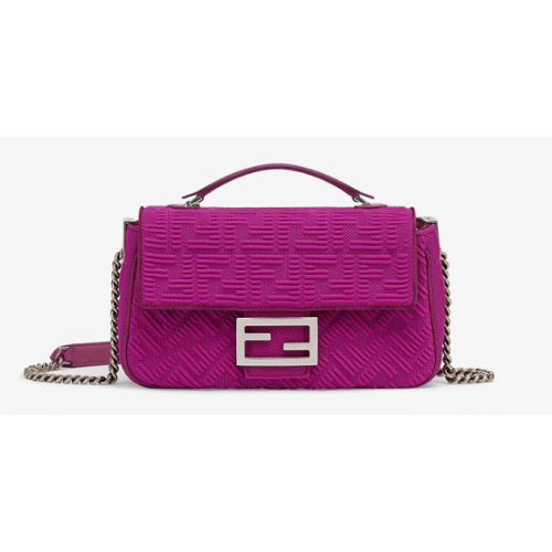 Torebka materiałowa FENDI MIDI BAGUETTE CHAIN FF 8BR793 Purple