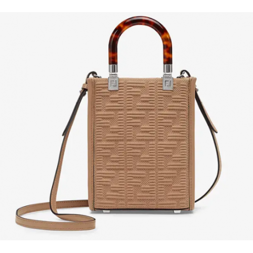 FENDI MINI SUNSHINE SHOPPER FF materiałowa mini-torebka 8BS051AG Beige
