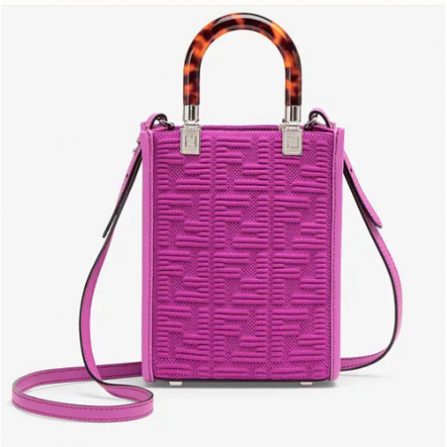 FENDI MINI SUNSHINE SHOPPER FF materiałowa mini-torebka 8BS051AG Fioletowa