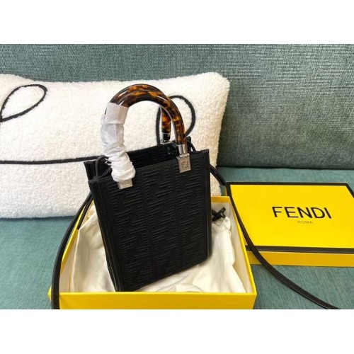 FENDI MINI SUNSHINE SHOPPER FF materiałowa mini-torebka 8BS051AG czarna
