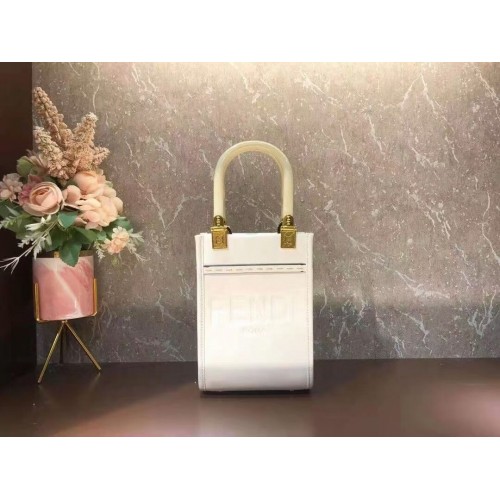 FENDI MINI SUNSHINE SHOPPER skórzana mini torebka 8BS051ABV beżowa