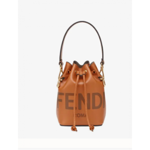 Fendi MON TREASURE Brązowa skórzana mini torebka 8BS0