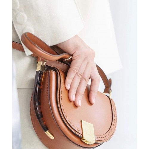 Torebka skórzana FENDI MOONLIGHT 8BT346A brązowa