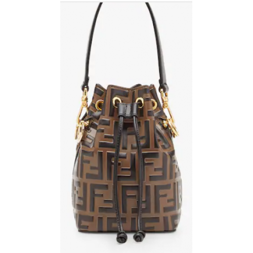 FENDI Mon Tresor Leather Mini-Bag 8BS010 Black&Brown