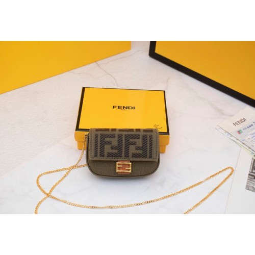 FENDI NANO BAGUETTE CHARM Torba płócienna Nappa 7AR844 Zielona