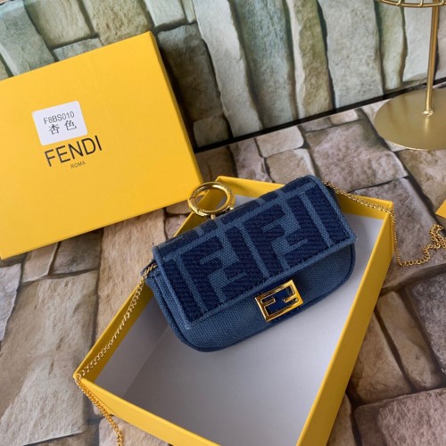 FENDI NANO BAGUETTE CHARM Torba nappa lcanvas 7AR844 Navy