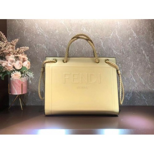 Torba na zakupy FENDI PACK MEDIUM torba skórzana F1508 beżowa