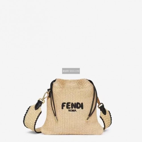 FENDI PACK MAŁA TOREBKA Mała torebka ze słomy plecionej F1529 morelowa
