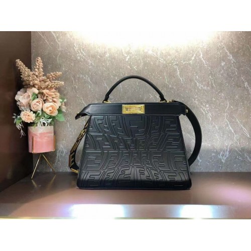 FENDI PEEKABOO ICONIC ESSENTIALLY skórzana torba F1519 czarna