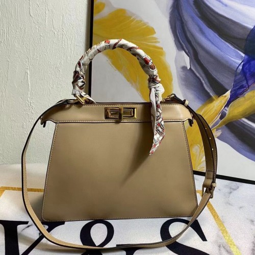 FENDI PEKABOO ICONIC MEDIUM Torebka ze skóry morelowej F6946