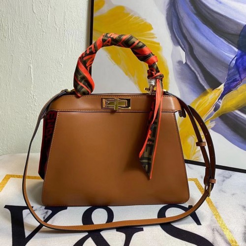 FENDI PEKABOO ICONIC MEDIUM BROWN Skórzana torba F6946