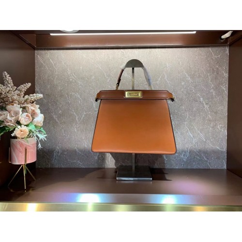FENDI PEEKABOO ISEEU MEDIUM skórzana torba 8BN321A6 brązowa
