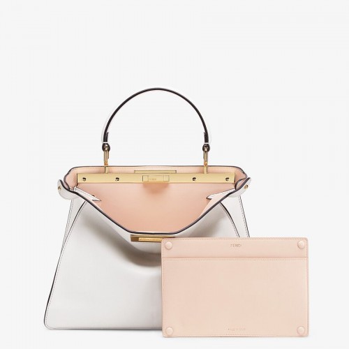 FENDI PEEKABOO ISEEU MEDIUM skórzana torba F1392 biała