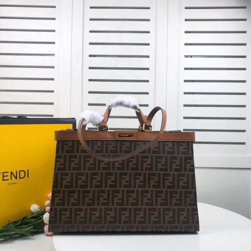 Torba płócienna Fendi PEKABOO X-TOTE 8BH374A brązowa