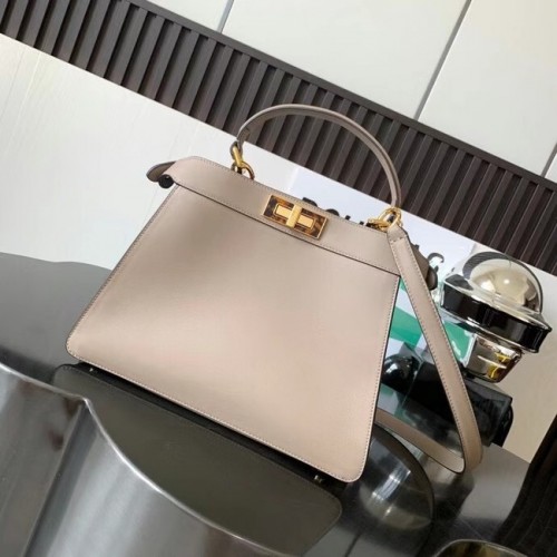 FENDI Peekaboo ISeeU Średnia skórzana torba 8BN321A szara