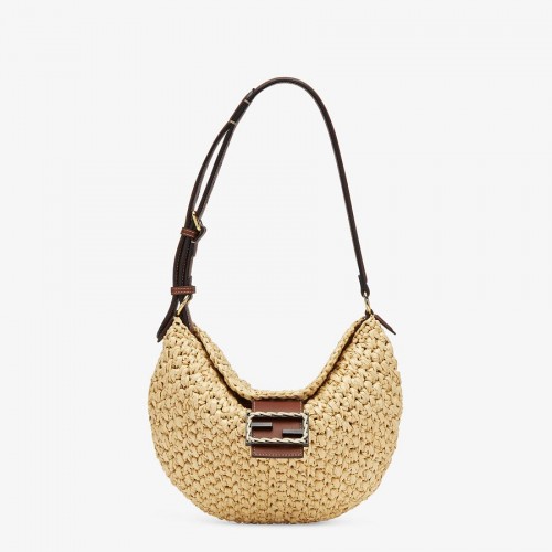 FENDI SMALL CROISSANT Torba pleciona ze słomy 8BR790AFG