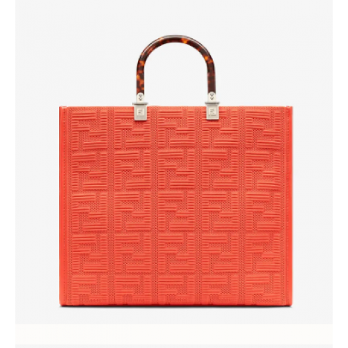 FENDI SUNSHINE MEDIUM FF torba na zakupy z materiału 8BH386A czerwona
