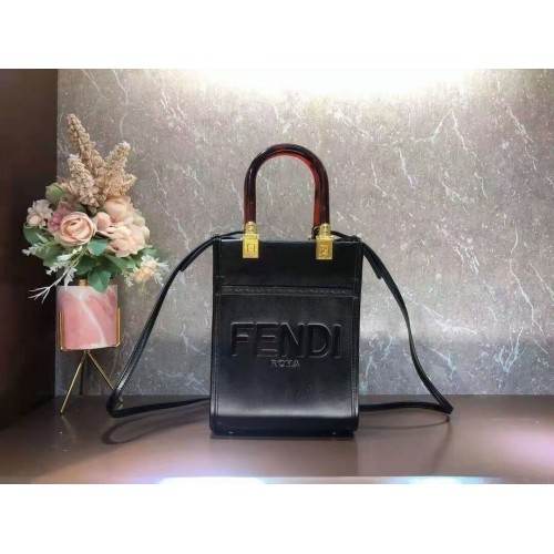 FENDI SUNSHINE SHOPPER skórzana mini torebka F1620 czarna