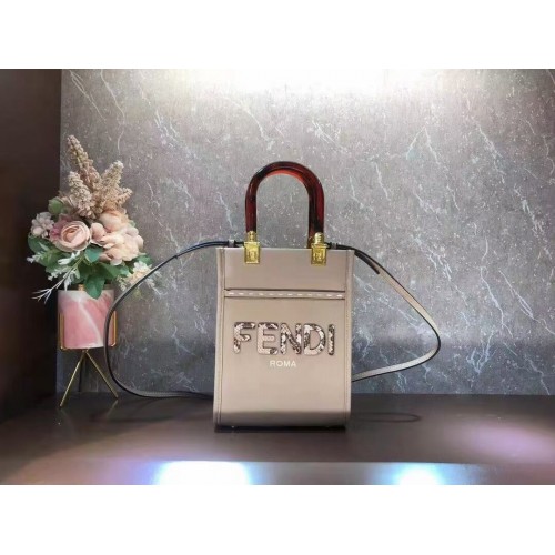 FENDI SUNSHINE SHOPPER skórzana mini torebka F1620 szara
