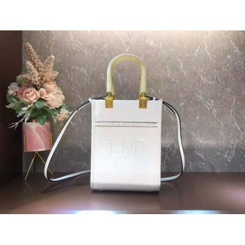 FENDI SUNSHINE SHOPPER skórzana mini torebka F1620 biała