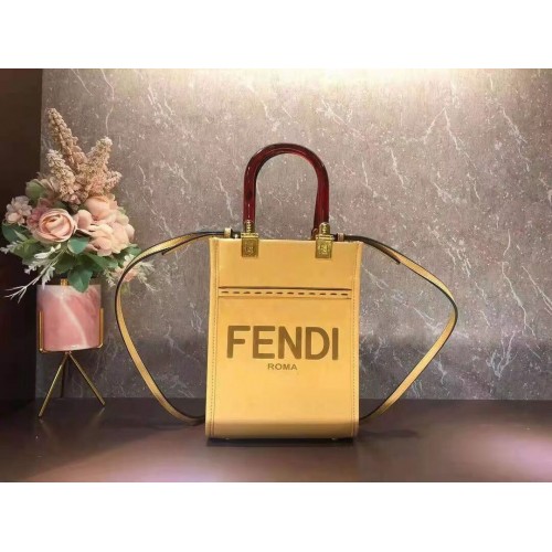 FENDI SUNSHINE SHOPPER skórzana mini torebka F1620 żółta