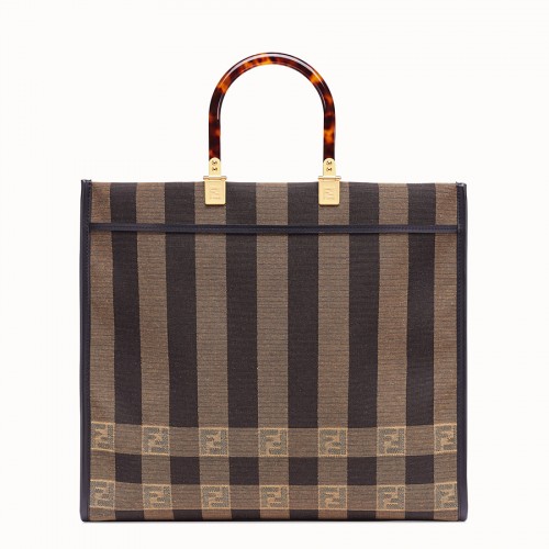 Torebka FENDI Shopper z brązowego materiału 8BH372 Brąz