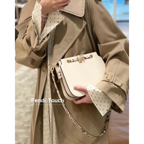 Torebka skórzana FENDI TOUCH 8BT349AH biała