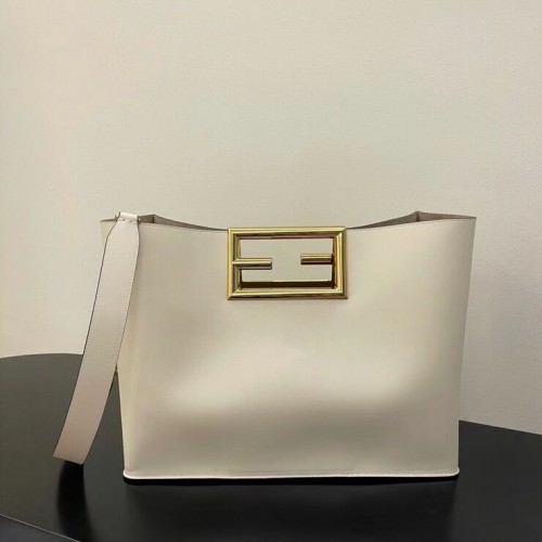 FENDI WAY MEDIUM Biała skórzana torba 8BH391AAI