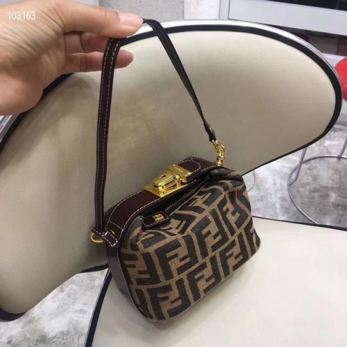 FENDI mini torebka materiałowa 8BR051 brązowa