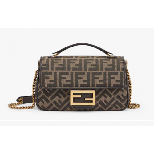 Torebka Fendi Baguette Chain Midi FF Jacquard Fabric Baguette 8BR793A Brown
