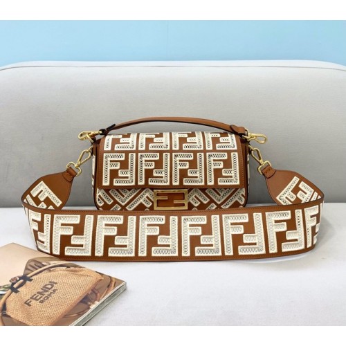 Torebka skórzana Fendi Baguette 8BR600A Camel