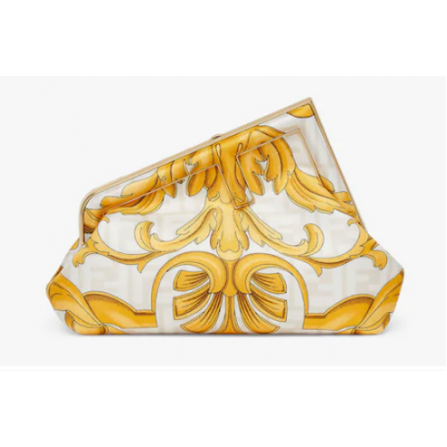 Fendi First Small Fendace Biała drukowana torebka jedwabna 8BP129