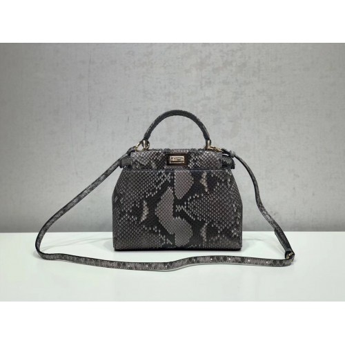 Torebka Fendi MINI PEEKABOO asfaltowo-szara pytho 8BN244K