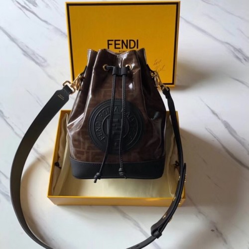 Fendi MON TRESOR Wielokolorowa torba materiałowa 8BT298 czarna