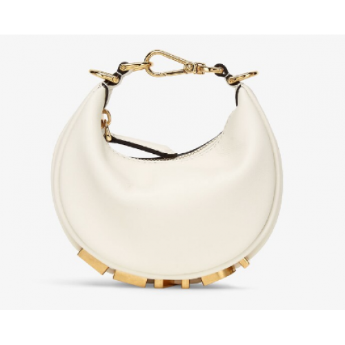 Fendi Nano Fendigraphy Biały skórzany wisiorek 7AS089A